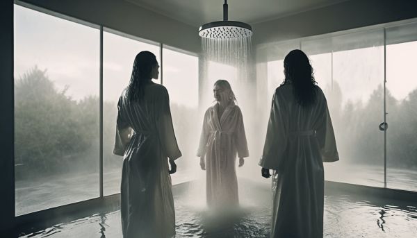 Le tournage effronté du générique de veronique et davina sous la douche